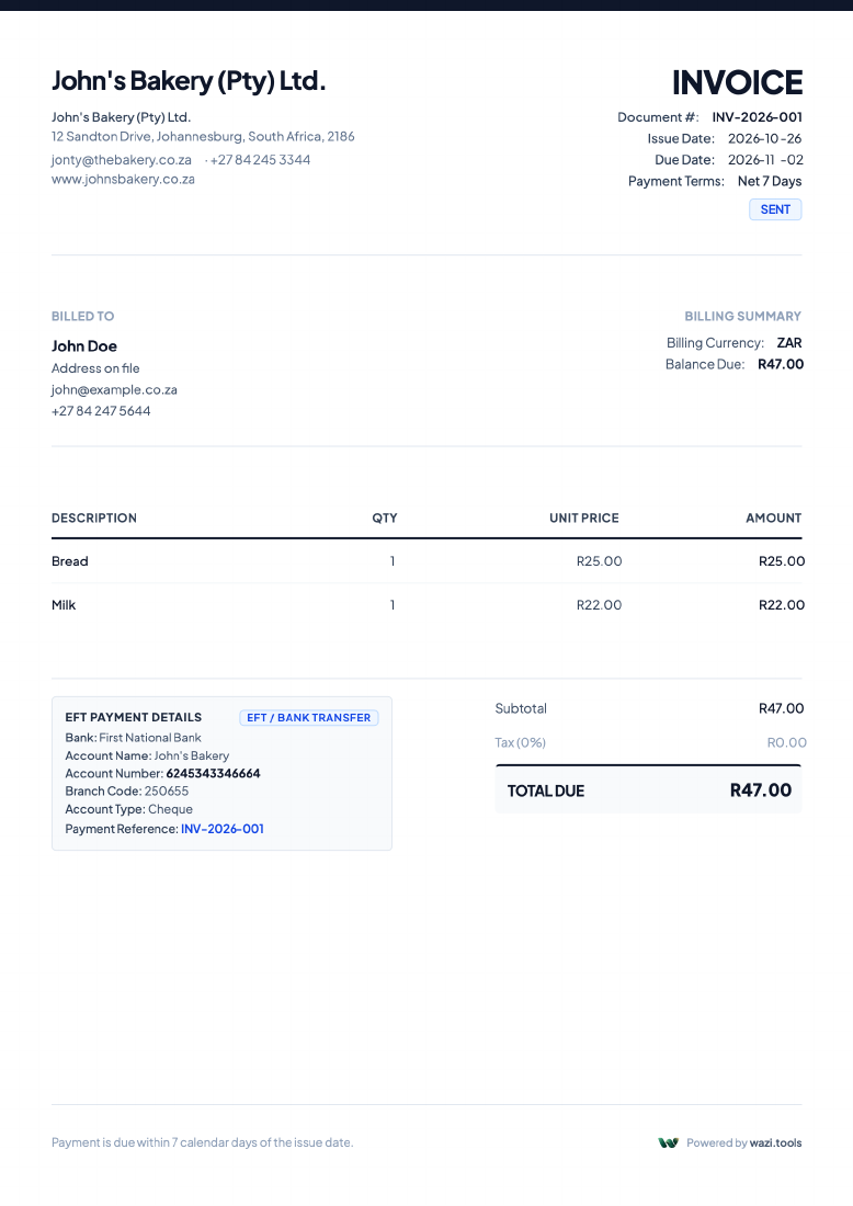 First page of the supplied invoice PDF, INV-2026-001